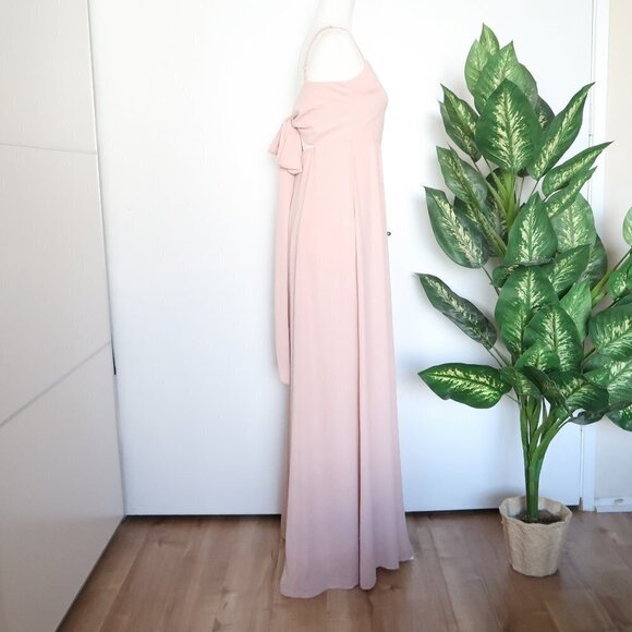 Show Me Your MuMu Weddings Lauren Pale Pink Tie Back Bridesmaid Maxi Dress M - Picture 8 of 16